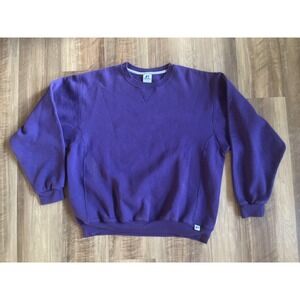 Russell Athletic Sweatshirt Mens Large Purple Crewneck Fleece Pullover Blank